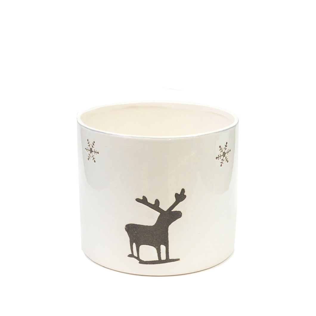 Pot, 6in, Ceramic, Dolomite, Christmas, Reindeer