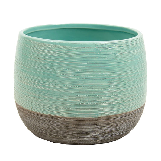 Pot, 6in, Ceramic, Dolomite, Grey Bottom, Aqua