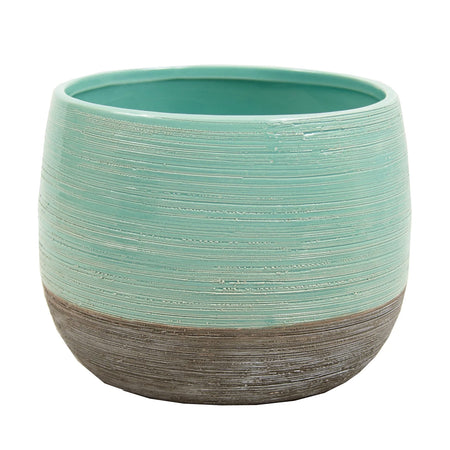 Pot, 6in, Ceramic, Dolomite, Grey Bottom, Aqua
