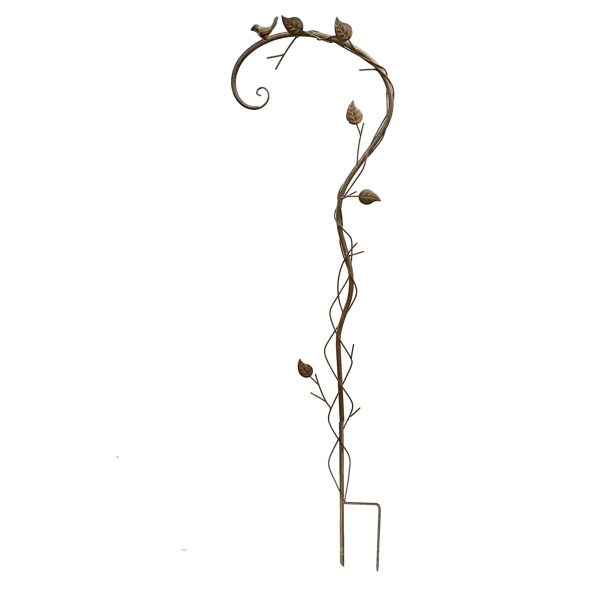 Shepherd's Hook, Bird & Leaf, Brown, 50in