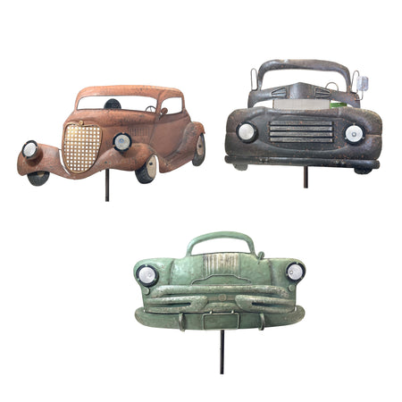 Solar Vintage Car Garden Stake, 3 Asst.