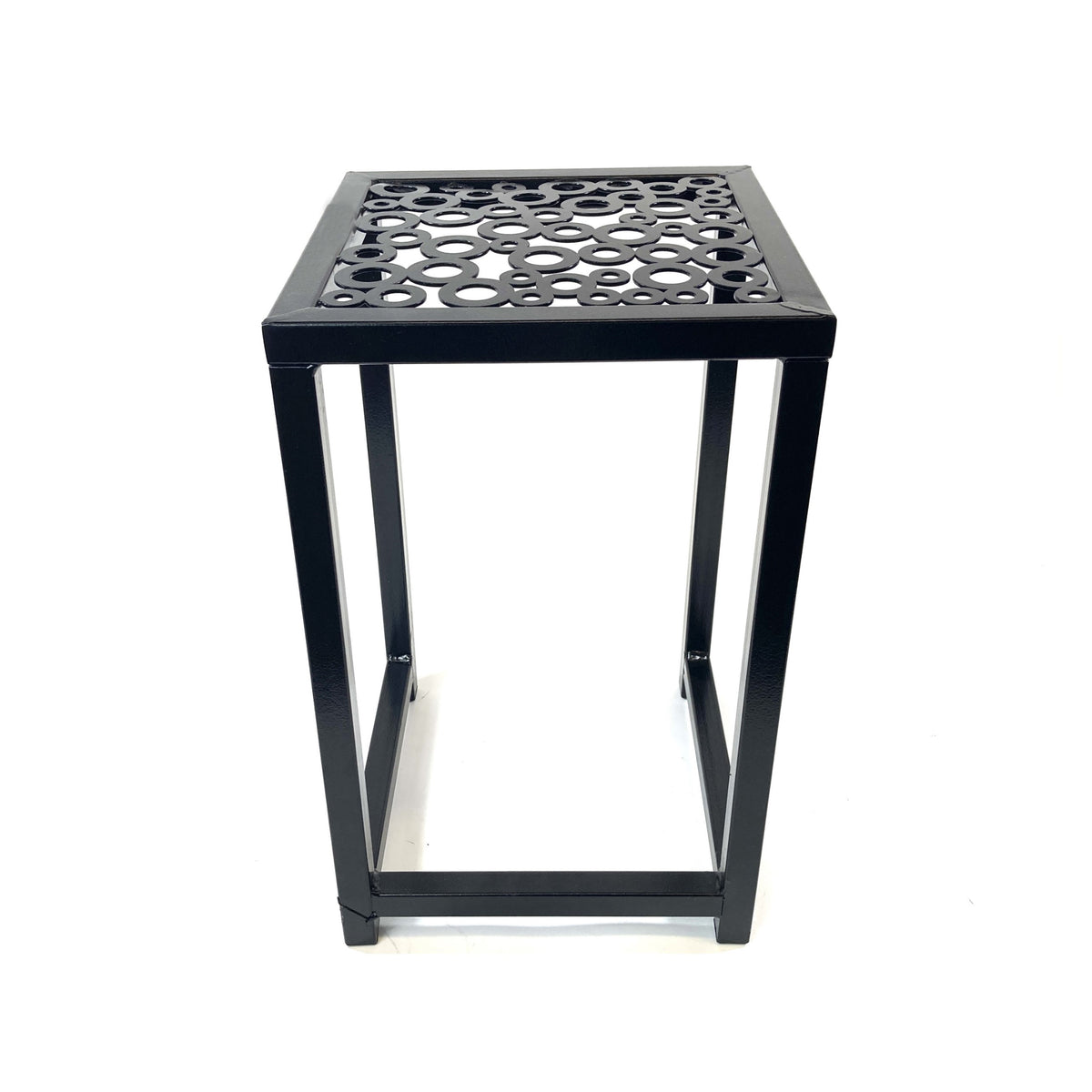 Nesting Square Plant Stand, Circle Motif, 10in