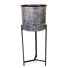 Load image into Gallery viewer, Planter, Metal, Embossed Leaf w/ Metal Stand, XLG
