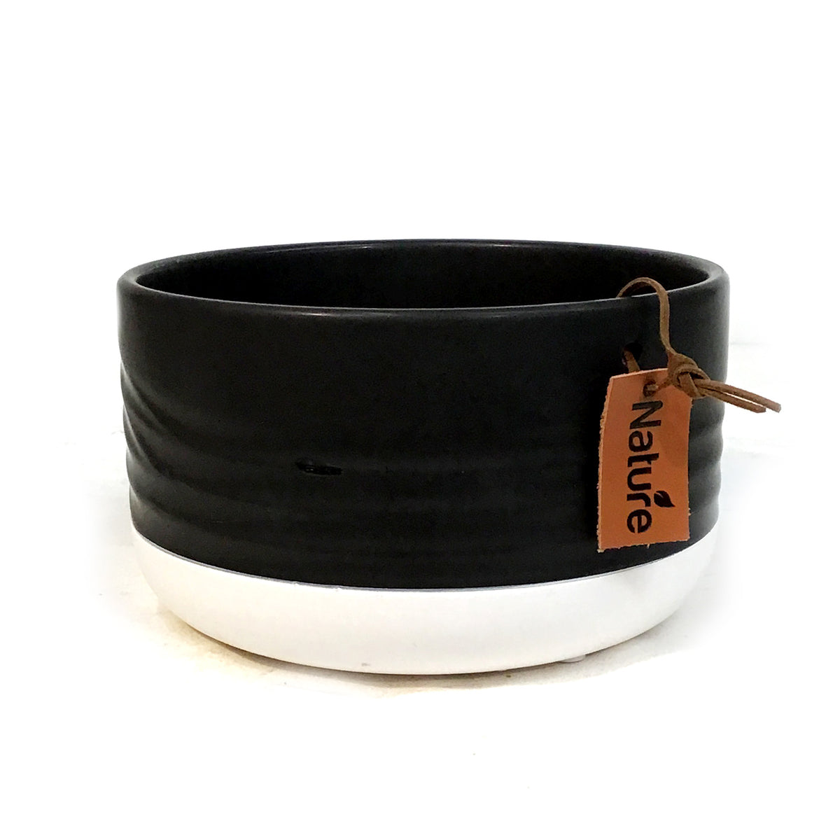 Pot, 6in, Ceramic, Wave Bwl, Nature Tag, Black