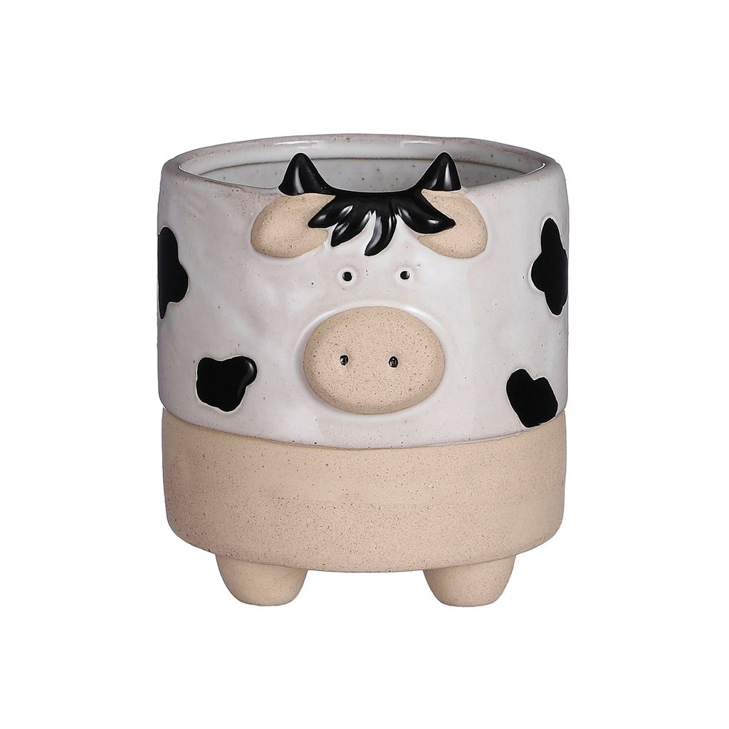 Pot, 4in, Ceramic, Footed Farm Animal, 3 Assorted