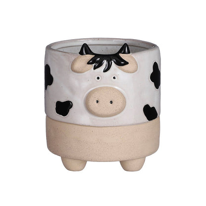 Pot, 4in, Ceramic, Footed Farm Animal, 3 Assorted