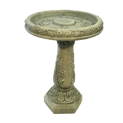 Wild Flower Stone Bird Bath, 19in