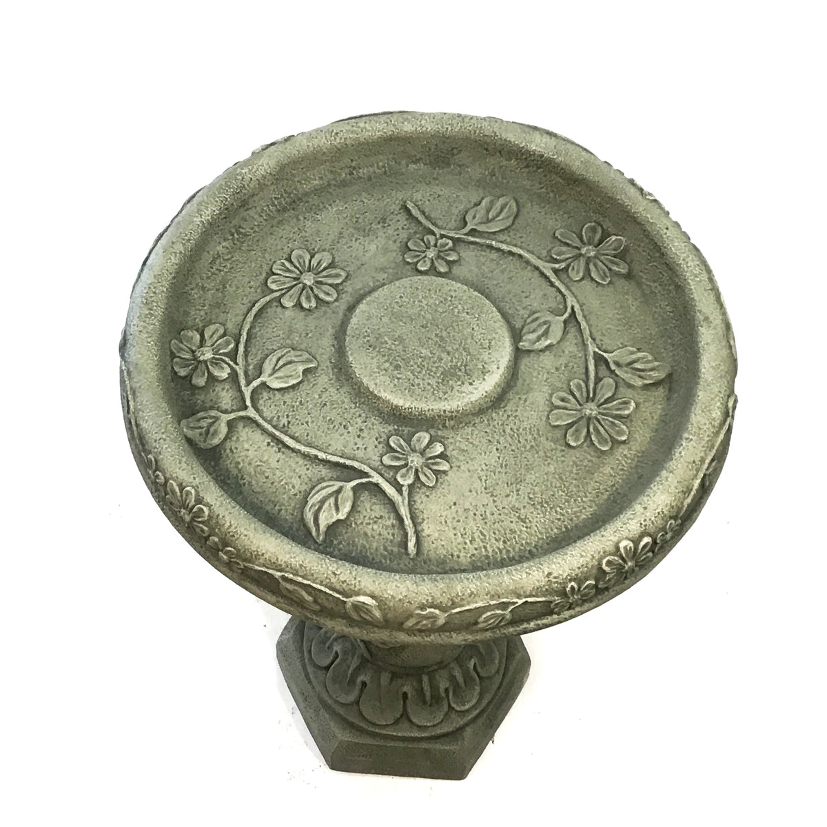 Wild Flower Stone Bird Bath, 19in