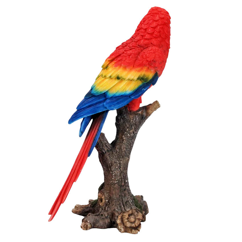 Scarlet Parrot on a Branch Garden Statue, 15in
