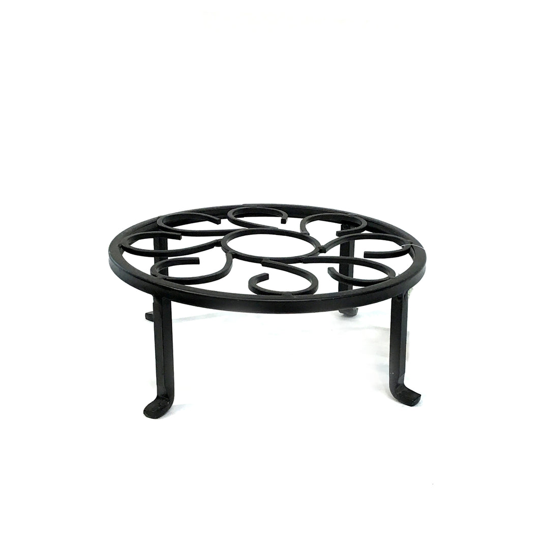 Plant Stand, Scroll Flower, Black, 10in