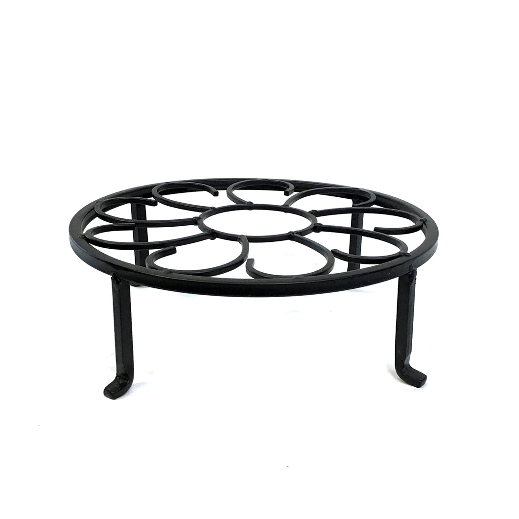 Plant Stand, Scroll Flower, Black, 12in