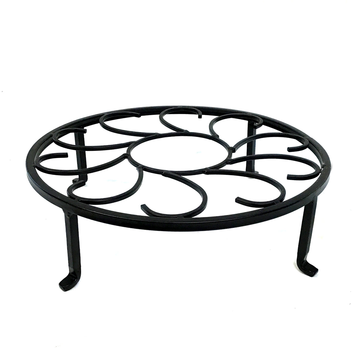 Plant Stand, Scroll Flower, Black, 14in