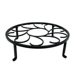 Plant Stand, Scroll Flower, Black, 14in