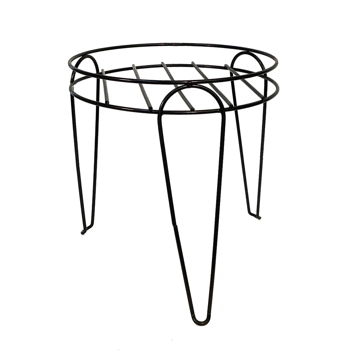 Metal Round Plant Stand, Black, 14in x 15in High