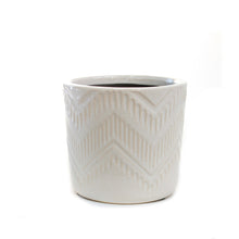 Load image into Gallery viewer, Pot, 4in, Ceramic, Glazed Chevron Pattern, White
