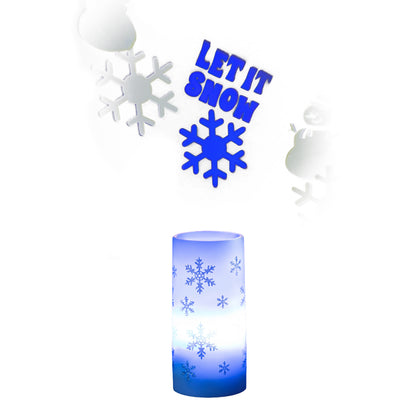 Snowflake LED Pillar Candle with Projected Icons