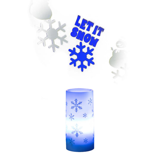 Snowflake LED Pillar Candle with Projected Icons