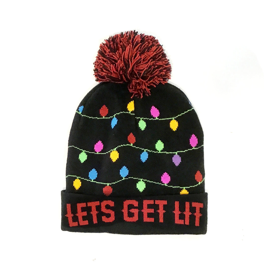 Unisex LED Christmas Toque with Pom Pom, 2 Styles