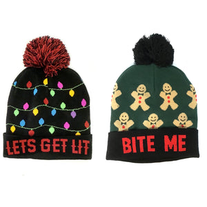 Unisex LED Christmas Toque with Pom Pom, 2 Styles