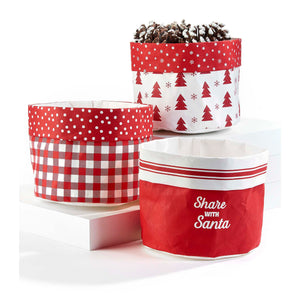 Red & White Scandi Christmas Paper Basket