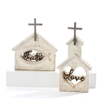 Load image into Gallery viewer, Polyresin Church Decor with Cut-Out Sentiment
