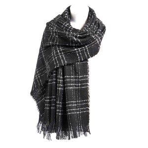 Black & White Plaid Winter Scarf