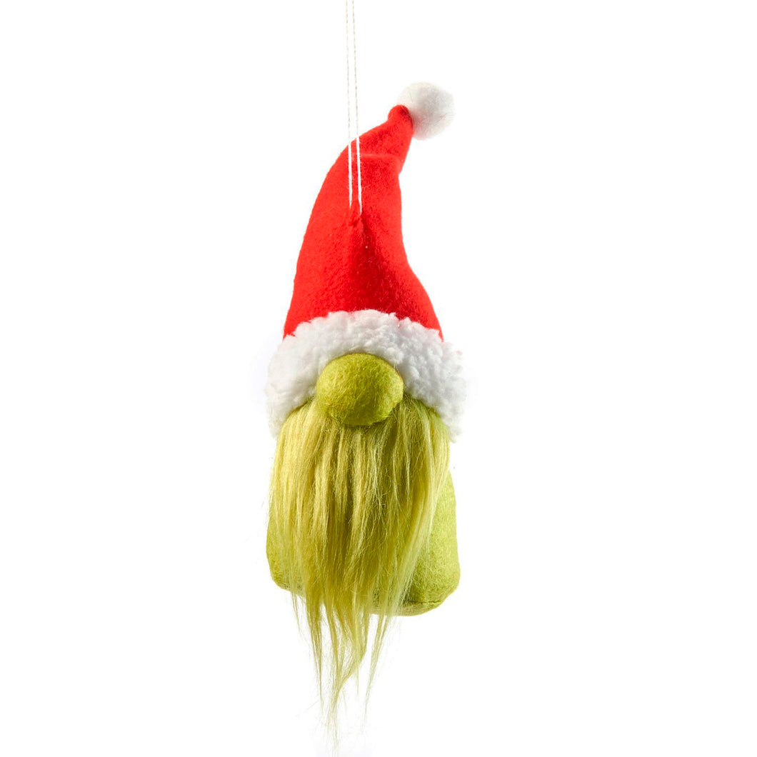 Plush Grinch-Themed Gnome Ornament