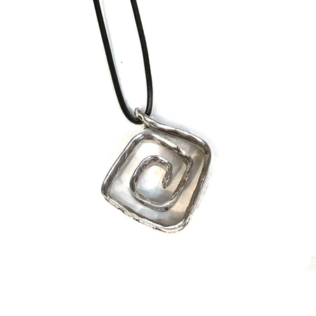 Diamond Swirl on Cord Necklace, Silver
