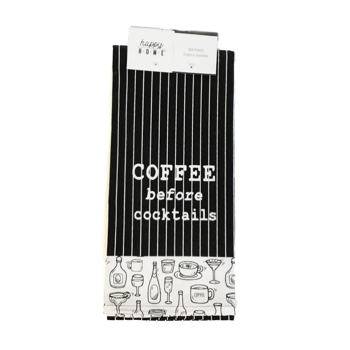 Tea Towel, Cotton, Coffee Until Cocktails