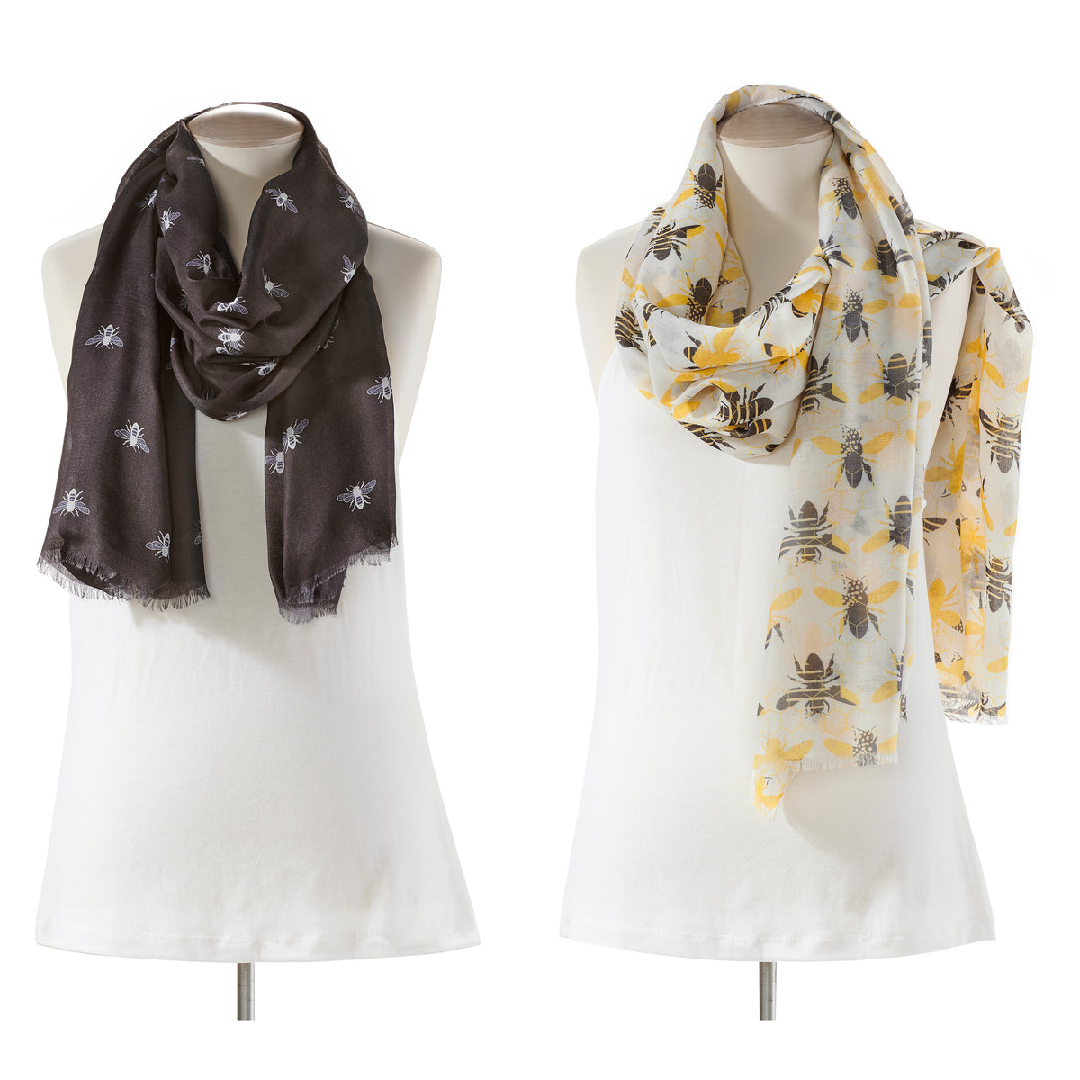 Ladies Fashion Scarf, Bee Print, 2 Designs