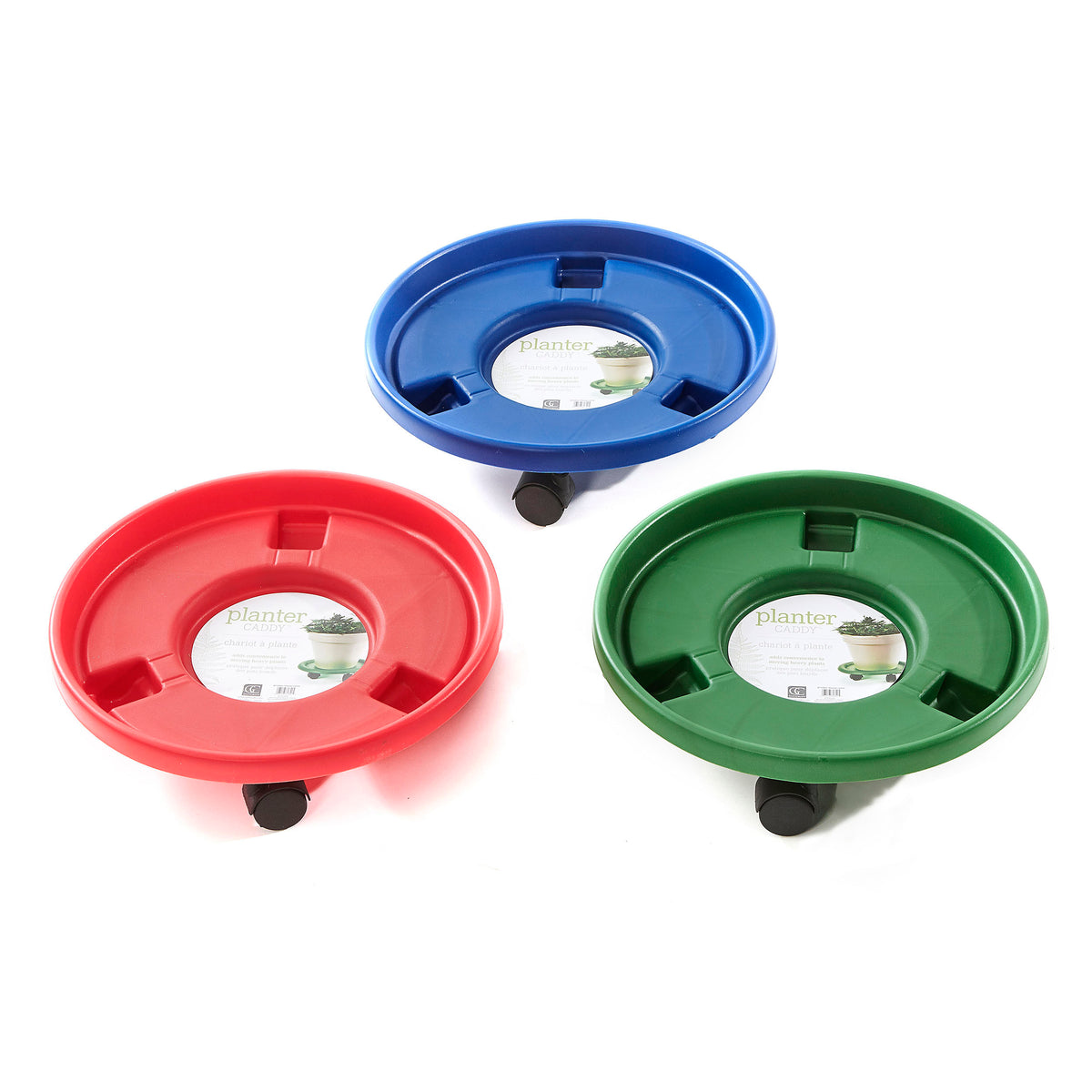 Planter Caddy, Plastic, Rolling, Bright Colors