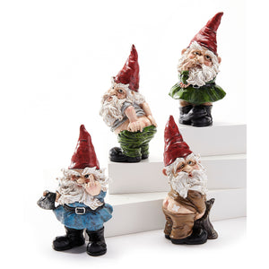 Polystone Cheeky Gnome Statue, 7.25in, 4 Styles