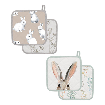 Cottontail Bunnies Reversible Cotton Pot Holder