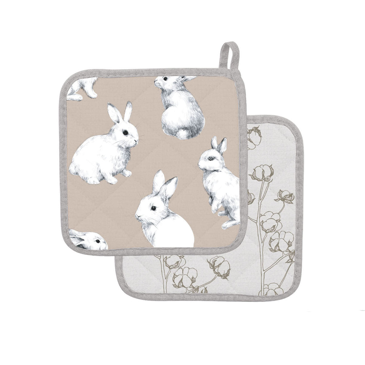 Cottontail Bunnies Reversible Cotton Pot Holder