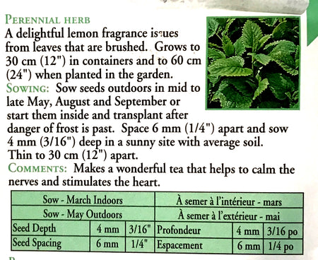 Lemon Balm Seeds, OSC