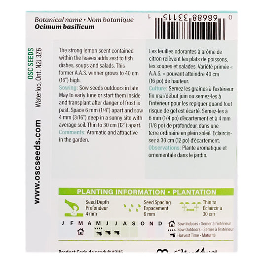 Basil - Sweet Dani (Lemon) Seeds, OSC