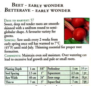 Beetroot - Early Wonder Seeds, OSC