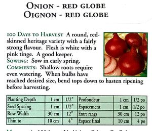 Onion - Red Globe Seeds, OSC