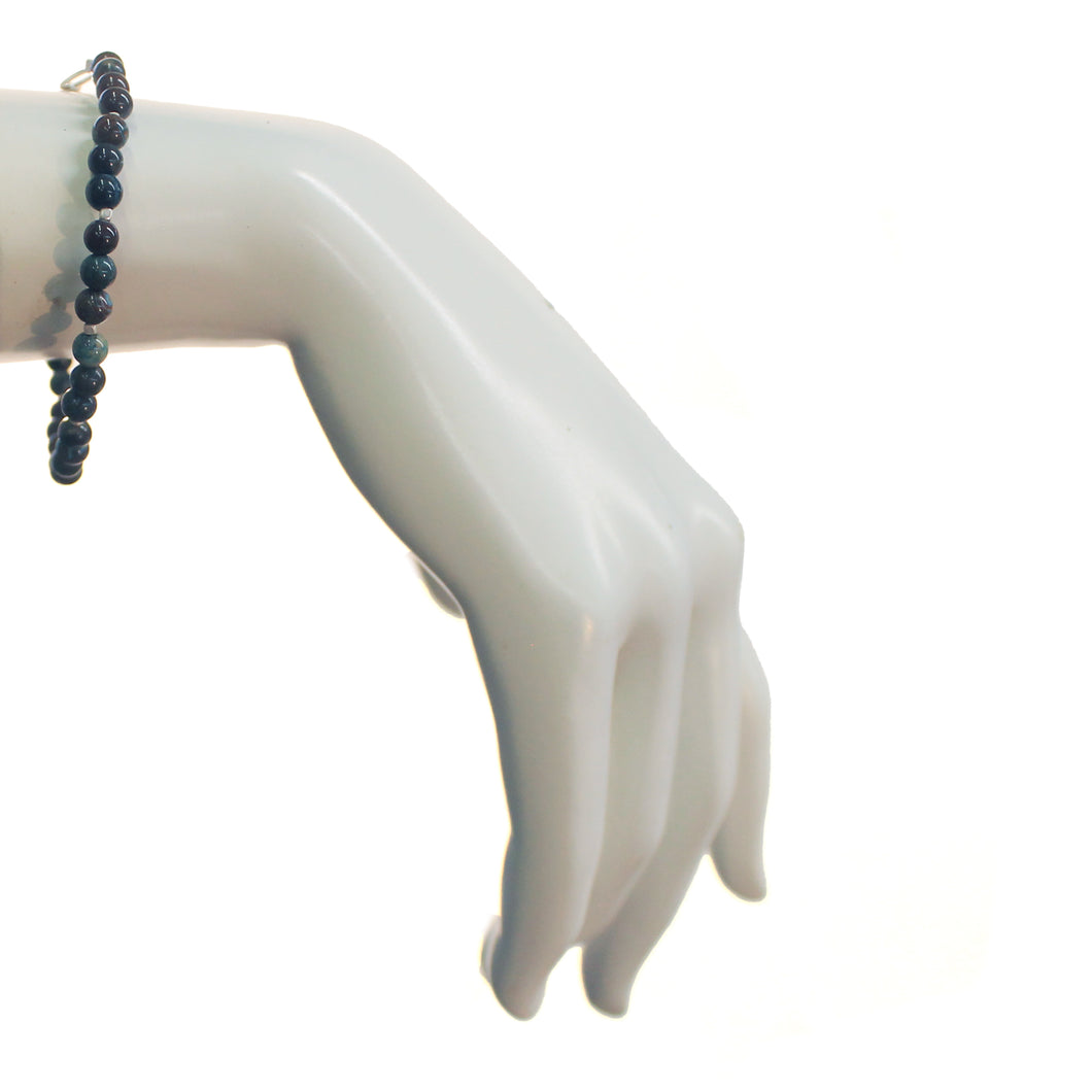 Mini Stone/Chain Stacking Bracelet, Blue Sky Jasp.