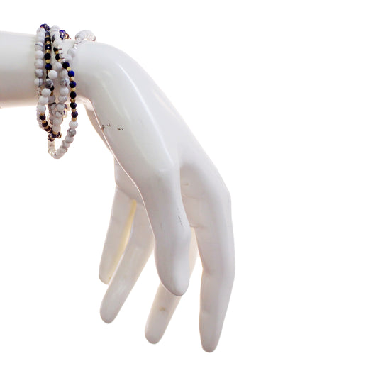 Stone Duo Wrap Bracelet, Howlite & Lapis