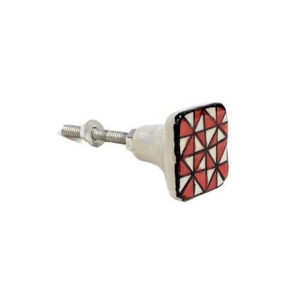 Tranquillo Furniture Knob, Red Tile Square 2.7cm