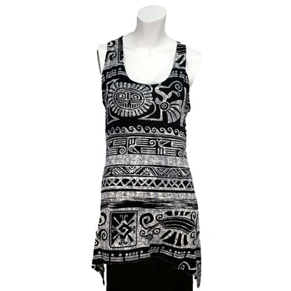 Karla Aztec Patterned A-Line Tank Top, Black