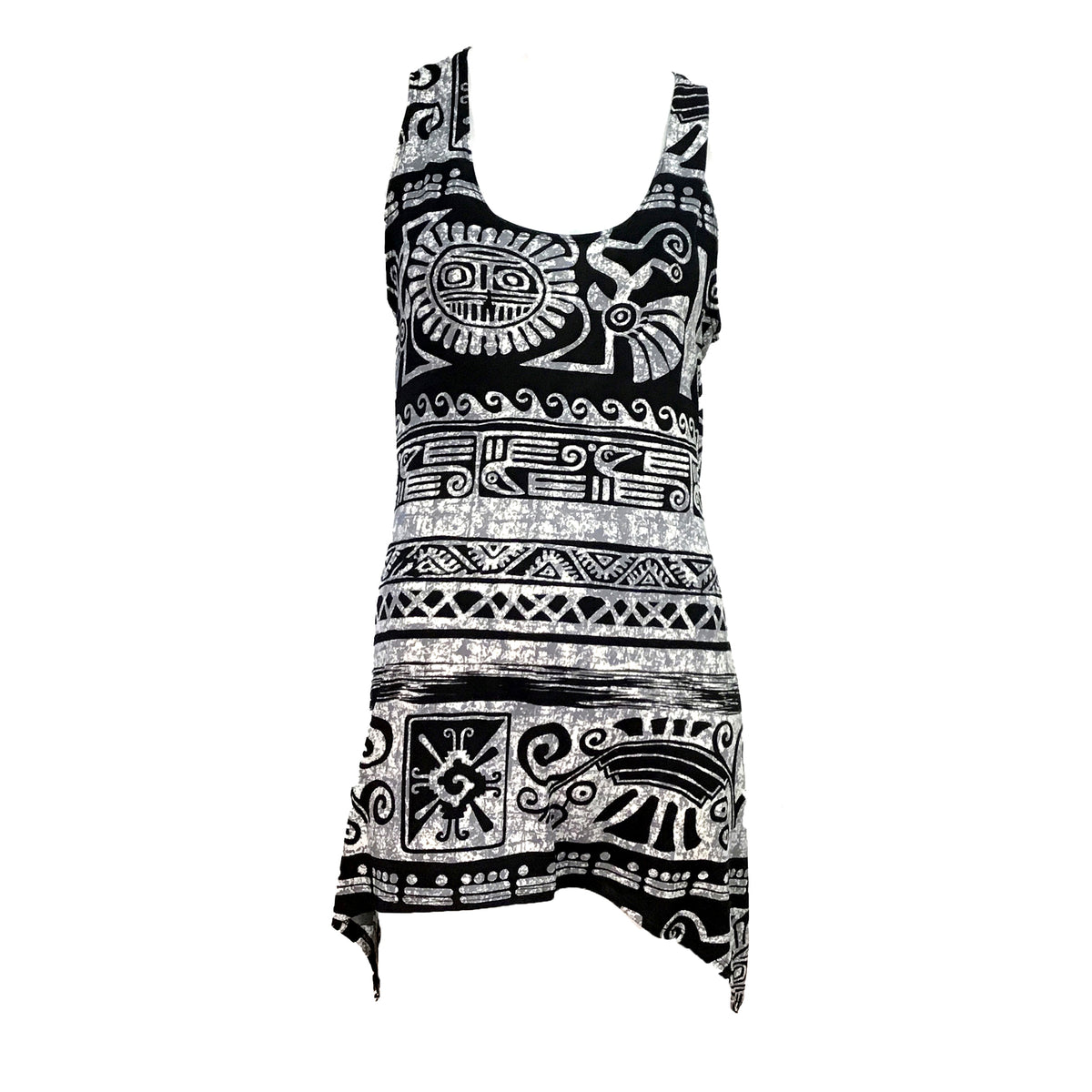 Karla Aztec Patterned A-Line Tank Top, Black