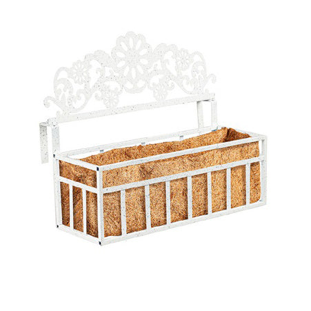 Planter, Railing, Distressed White Floral Topper