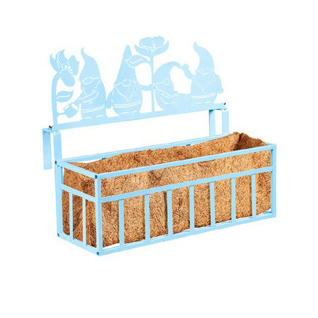 Planter, Railing, Light Blue Gnome Family Topper