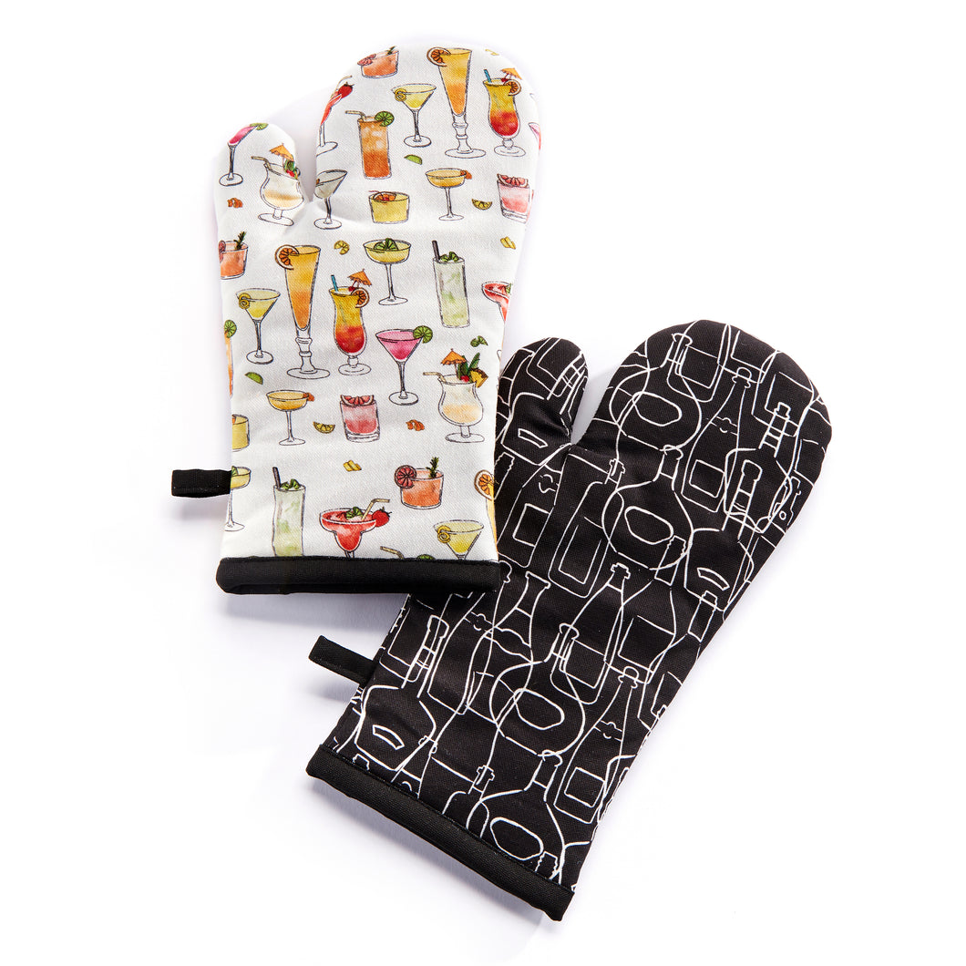 Cocktails Cotton Oven Mitt, 2 Styles