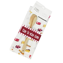 Load image into Gallery viewer, Wine Time Tea Towel &amp; Wooden Spoon Set
