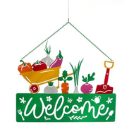 Metal Laser-Cut Veggie Garden Hanging Welcome Sign