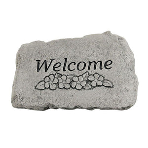 Garden Stone, 10in, Welcome with Flowers