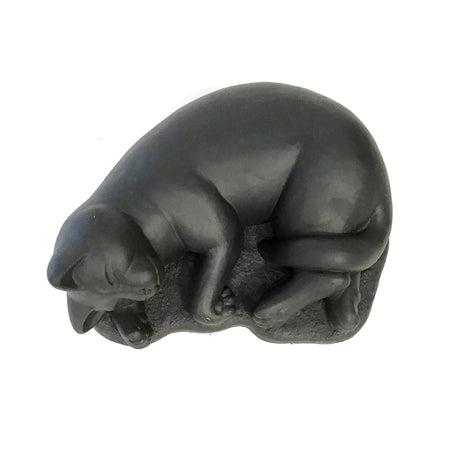 Sleeping Black Cat Statue, 17in